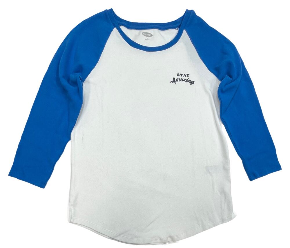 Old Navy Stay Amazing Jersey Sz M New White 3/4 Sleeve Soft Graphic Pullover Tee